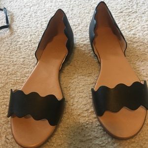Jcrew leather scalloped peep toe flat